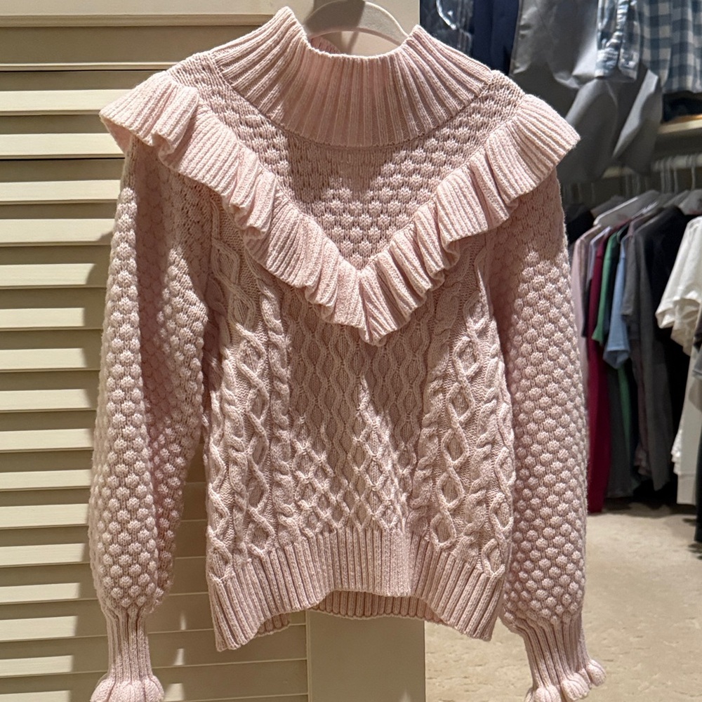 Janie and Jack Blush Pink Ruffle Knit Sweater